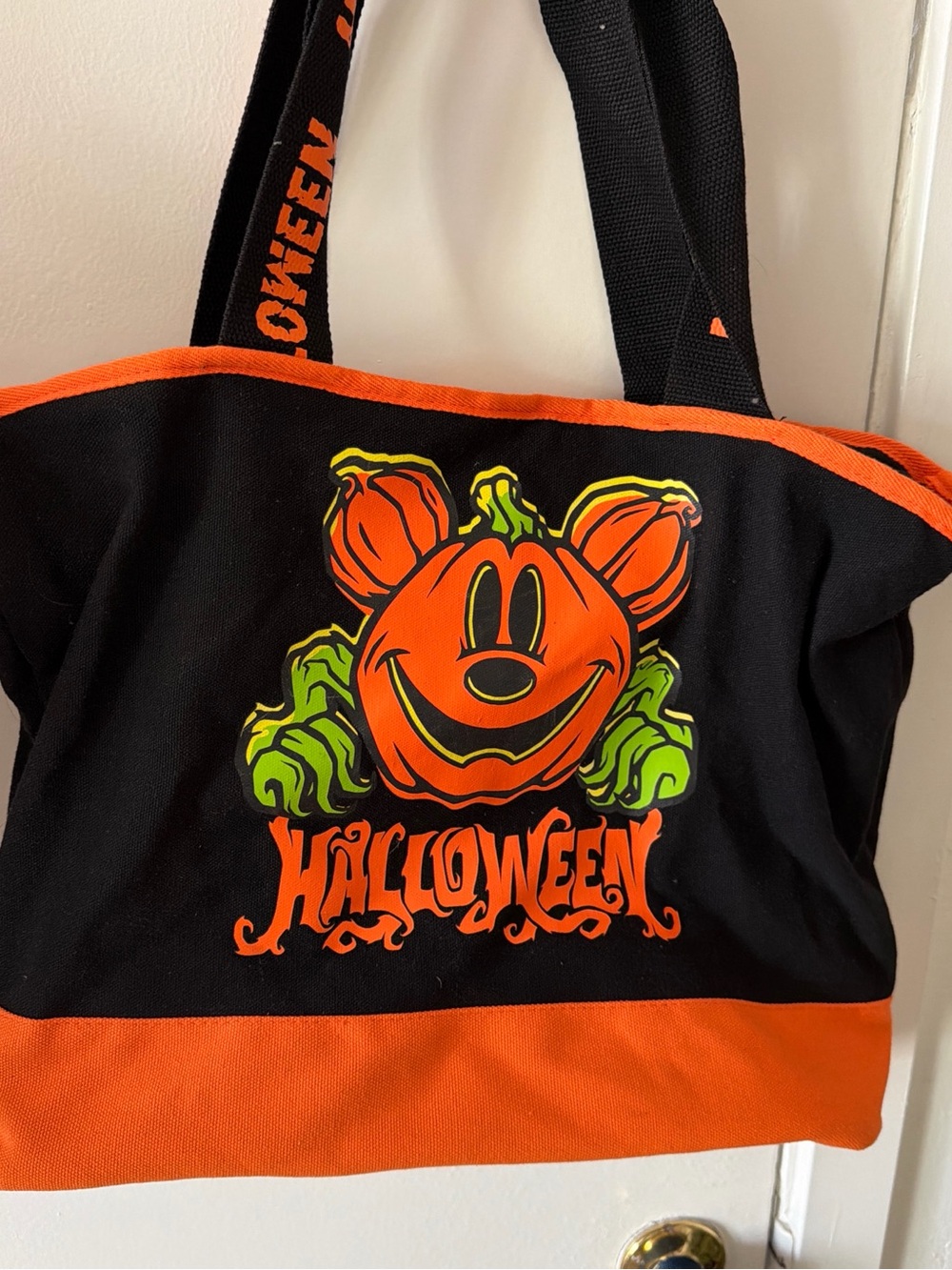 Disney Black Orange & Neon Green Halloween Pumpkin Tote